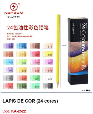 LÁPIS DE COR (24 cores) R$ 18,9 PCS/cx: 90