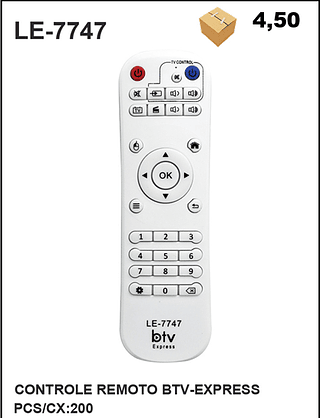 CONTROLE REMOTO BTV-EXPRESS 200PÇ=4,5$