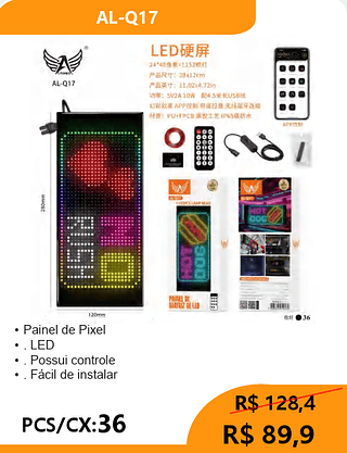 Painel de Pixel PCS/CX:36 R$ 89,9