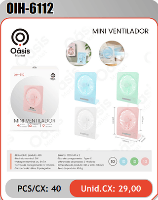 MINI VENTILADOR PCS/CX: 40 Unid.CX: 29,00