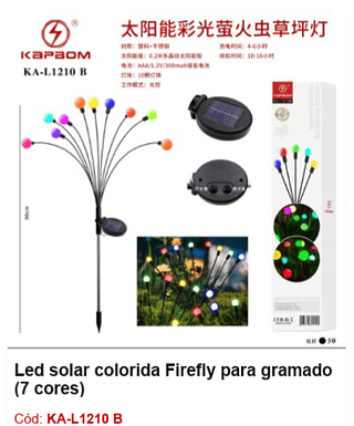 Led solar colorida Firefly para gramado (7 cores) R$ 22,5 PCS/CX: 50
