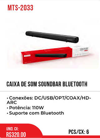 Caixa De Som Soundbar Bluetooth 6pç=320$