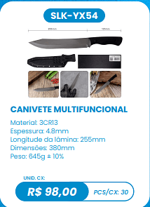 CANIVETE MULTIFUNCIONAL UNID. CX: R$ 98,00 PCS/CX: 30