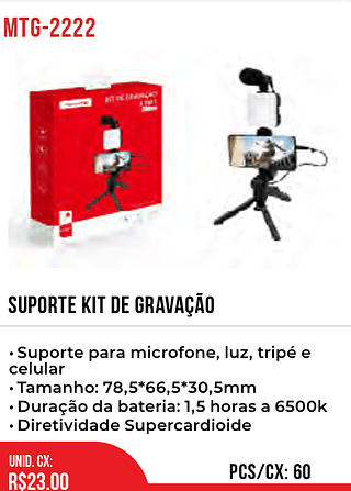 Suporte Kit De Gravação 60pç=23$