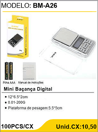 Mini Baçança Digital 100PCS/CX Unid.CX:10,50