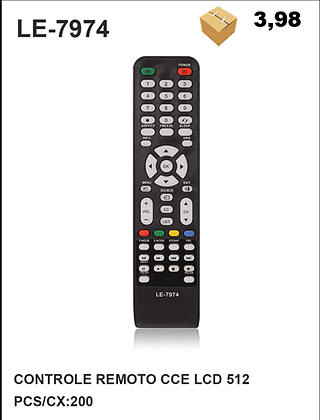 CONTROLE REMOTO CCE LCD 512 200PÇ=3,98$