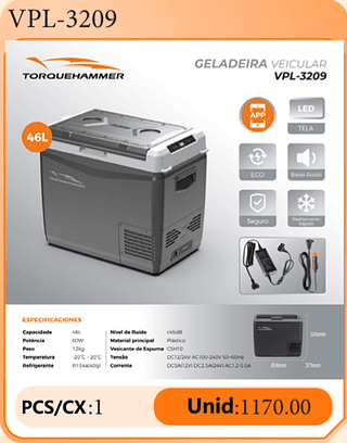 GELADEIRA VEICULAR PCS/CX:1 Unid:1170.00
