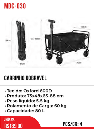CARRINHO DOBRÁVEL 4pç=189$