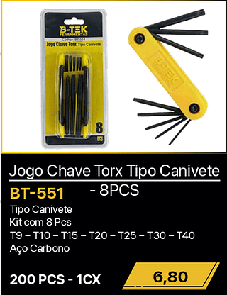 Jogo Chave Torx Tipo Canivete 200PCS R$6,80