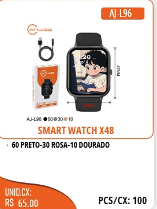 SMART WATCH X48 UNID.CX:RS 65.00 PCS/CX:100