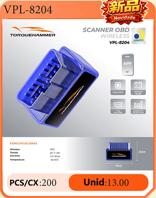 SCANNER OBD WIRELESS PCS/CX:200 Unid:13.00