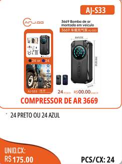 COMPRESSOR DE AR 3669 UNID.CX: RS175.00 PCS/CX:24