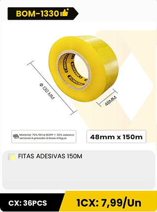 FITAS ADESIVAS 150M CX: 36PCS 1CX: 7,99/Un