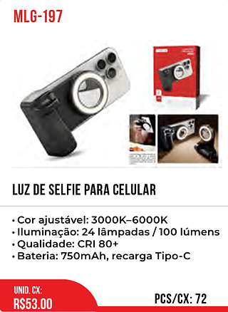 LUZ DE SELFIE PARA CELULAR 72pç=53$