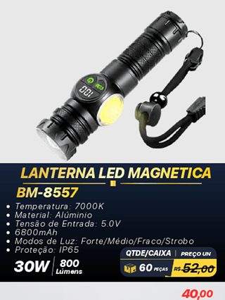 LANTERNA LED MAGNETICA 60PÇS R$40,00