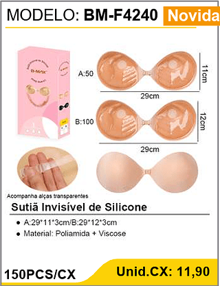 Sutia Invisivel de Silicone 150PCS/CX Unid:11,90