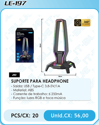 SUPORTE PARA HEADPHONE PCS/CX: 20 Unid.CX: 56,00