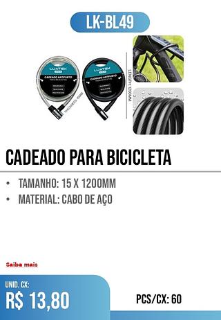 CADEADO PARA BICICLETA PCS/CX: 60 r$ 13,80