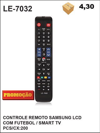 CONTROLE REMOTO SAMSUNG LCD COM FUTEBOL / SMART TV 200pç=4,3$