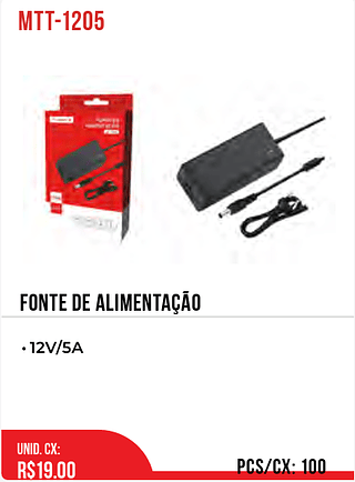 FONTE DE ALIMENTAÇÃO 12V/5A 100pç=19$