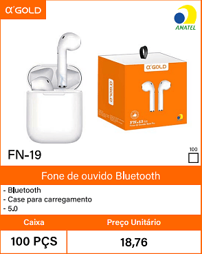 Fone de ouvido Bluetooth Caixa 100 PCS Preco Unitario 18,76