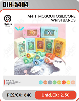 ANTI-MOSQUITOSILICONEWRISTBANDS PCS/CX: 840 Unid.CX: 2,50