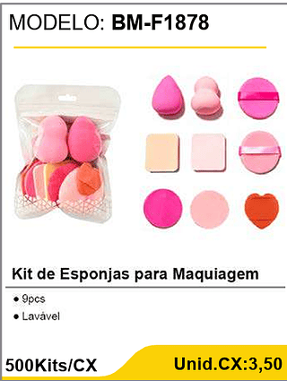 Kit de Esponjas para Maquiagem 500Kits/CX Unid.CX:3,50