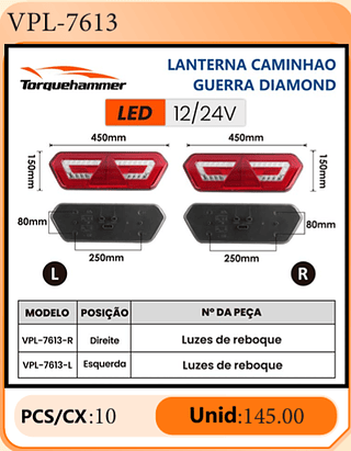 LANTERNA CAMINHAO GUERRA DIAMOND PCS/CX:10 Unid:145.00