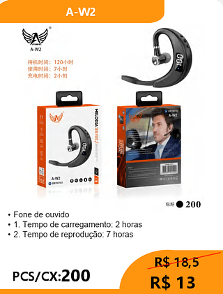 FONE BLUETOOTH PCS/CX:200 R$13