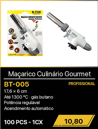 Maçarico Culinário Gourmet 100PCS R$10,80