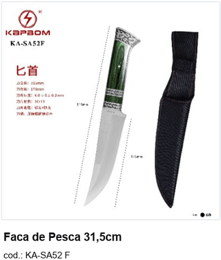 Faca de Pesca 31,5cm R$ 35,1 PC/CX:60