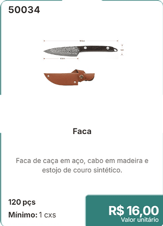 Faca 120 pçs R$ 16.00