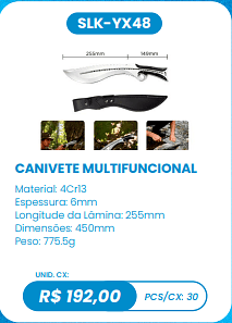CANIVETE MULTIFUNCIONAL UNID. CX: R$ 192,00 PCS/CX: 30