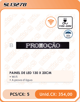 PAINEL DE LED 130 X 20CM 5PÇ=354$