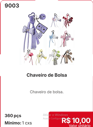 Chaveiro de Bolsa 360 pçs R$ 10.00