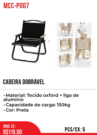 Cadeira Dobrável 5pç=115$