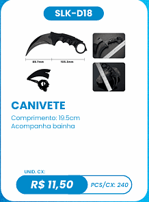 CANIVETE UNID. CX: R$ 11,50 PCS/CX: 240