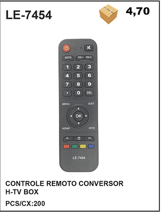 CONTROLE REMOTO CONVERSOR H-TV BOX 200PÇ=4,7$