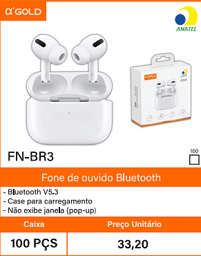 Fone de ouvido Bluetooth - Caixa 100 PCS Preco Unitario 33,20