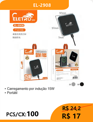 POWER BANK COM INDUÇÃO PCS/CX:100 R$17