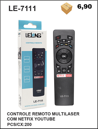 CONTROLE REMOTO MULTILASER COM NETFIX YOUTUBE 200pç=6,9$