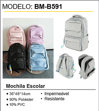 Mochila Escolar 80PCS/CX Unid.CX: 35,00