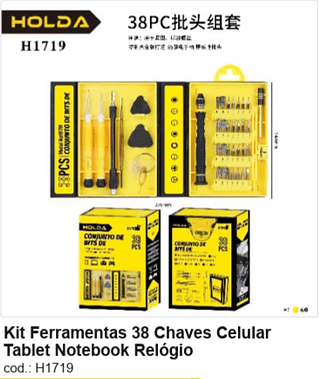 Kit Ferramentas 38 Chaves Celular Tablet Notebook Relógio R$ 25,65 PC/CX:60
