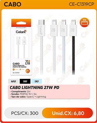 CABO LIGHTNING 27W PD PCS/CX: 300 Unid.CX: 6,80