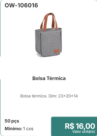 Bolsa Térmica 50 pçs R$ 16.00