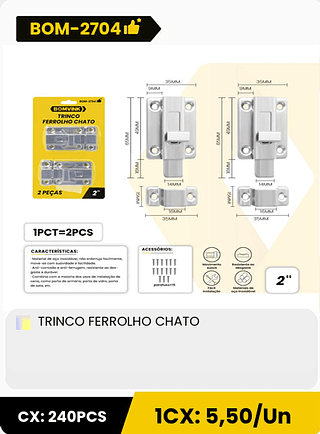 TRINCO FERROLHO CHATO CX: 240PCS 1CX: 5,50/Un
