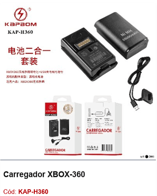 Carregador XBOX-360 R$ 12,15 PCS/CX:200