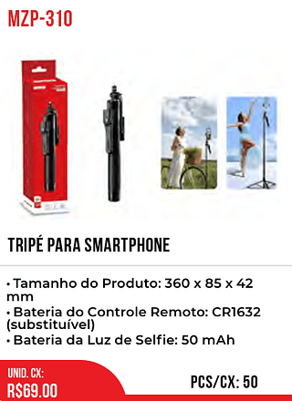 TRIPÉ PARA SMARTPHONE 50pç=69$