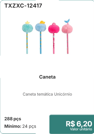 Caneta 288 pçs R$ 6.20