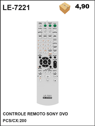 CONTROLE REMOTO SONY DVD 200PÇ=4,9$